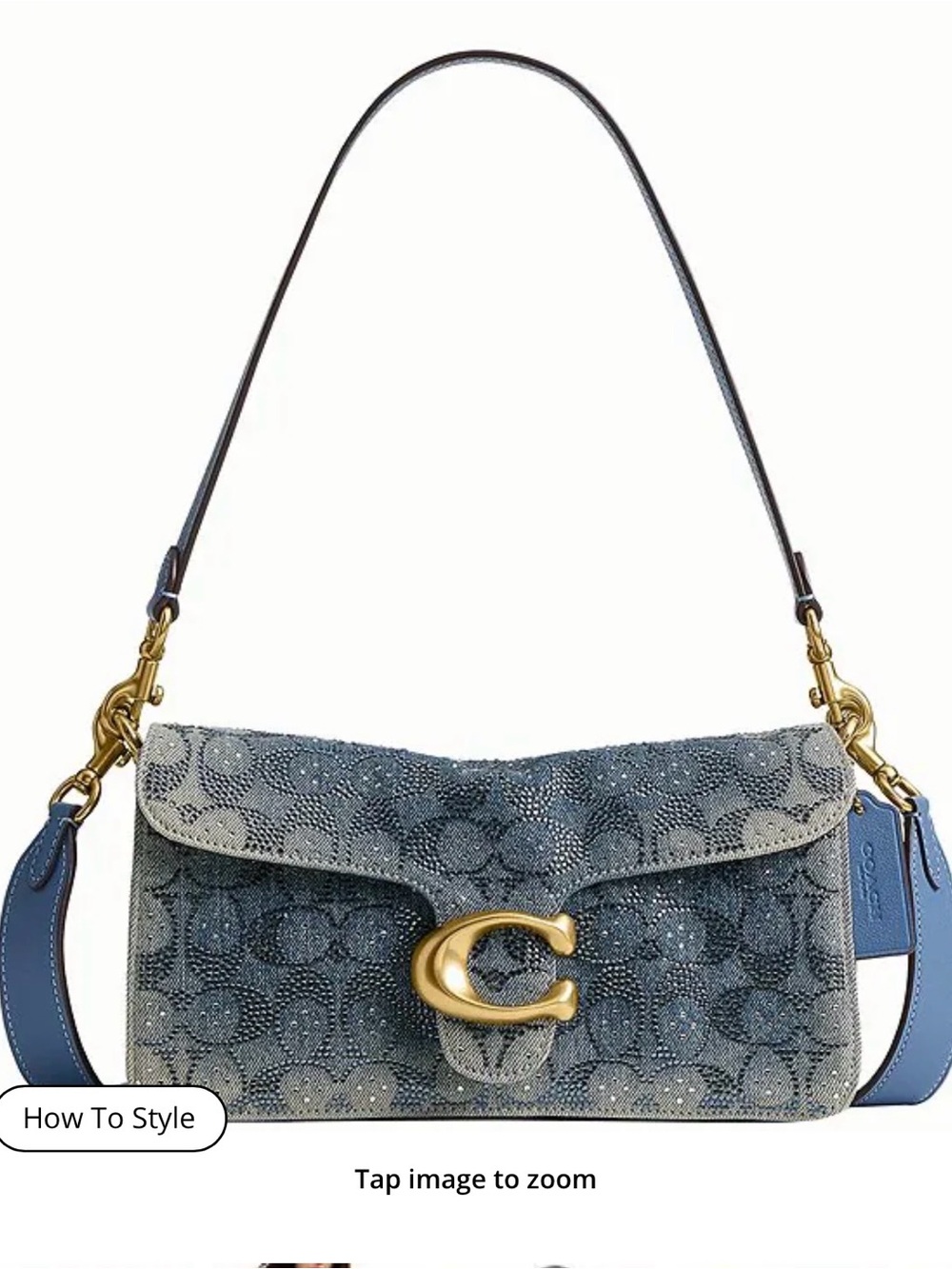 Coach Chrystal Denim Blue Signature Tabby 26 Shoulder Bag